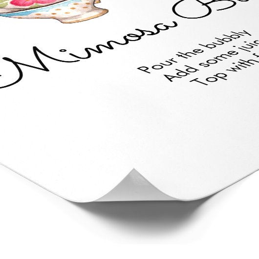 Moderne Blush en White Tea Party Bruids Mimosa Bar Poster (Hoek)