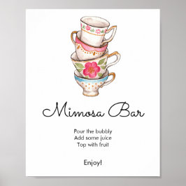 Moderne Blush en White Tea Party Bruids Mimosa Bar Poster