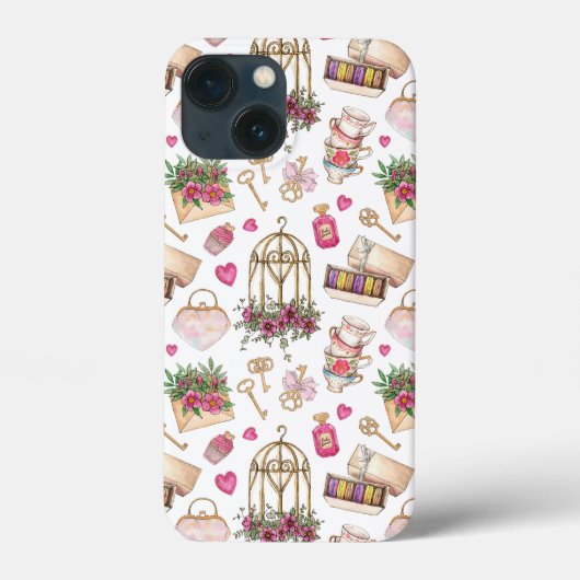 Moderne Blush en White Tea Party Case-Mate iPhone Case (Achterkant)