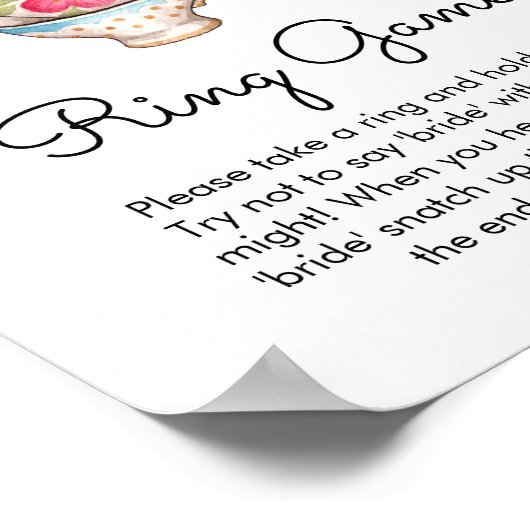 Moderne Blush en Witte Tea Party Ring Spel Bruids Poster (Hoek)
