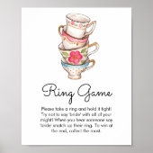 Moderne Blush en Witte Tea Party Ring Spel Bruids Poster (Voorkant)