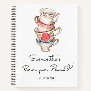 Moderne Blush en Witte Theepartij Bruidsrecept Notitieboek