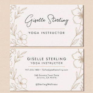 Moderne Blush en Zwarte Botanische Yoga Docent Visitekaartje