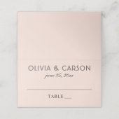Moderne Blush en Zwarte Script Monogram Huwelijk Plaatskaartje (Buitenkant ongevouwen)