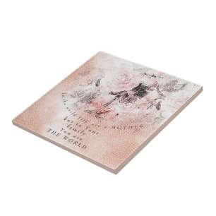 Moderne  Blush Floral Moederdag Tegeltje