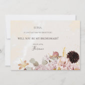 Moderne Blush Floral Navy Bridesmaid-kaart Kaart (Achterkant)