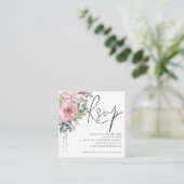 Moderne Blush Florals Script QR Code Weddenschap R Informatiekaartje (Staand voorkant)