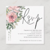Moderne Blush Florals Script QR Code Weddenschap R Informatiekaartje (Voorkant)