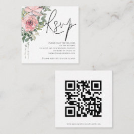 Moderne Blush Florals Script QR Code Weddenschap R Informatiekaartje