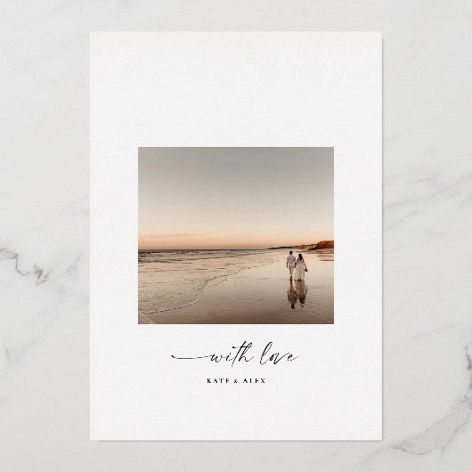 Moderne Blush Foto Save The Date Goud Folie Uitnodiging (Achterkant)