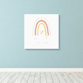 Moderne Blush Gedempte Regenboog Baby Meisje Geboo Canvas Afdruk (Insitu (Houten vloer))
