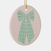 Moderne  Blush Gingham Romantische Coquette Bow Keramisch Ornament (Rechts)