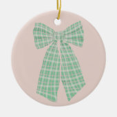 Moderne  Blush Gingham Romantische Coquette Bow Keramisch Ornament (Voorkant)