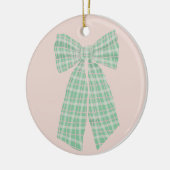 Moderne  Blush Gingham Romantische Coquette Bow Keramisch Ornament (Links)