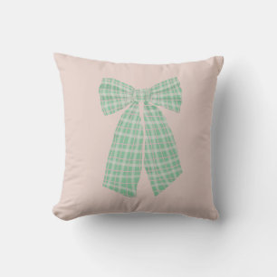 Moderne Blush Gingham Romantische Coquette Bow Kussen