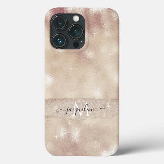 Moderne Blush Glitter Roos Gold Sparkle Script Nam Case-Mate iPhone Case (Achterkant)