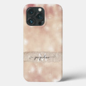 Moderne Blush Glitter Roze Goud Glans Script Naam Case-Mate iPhone Case (Achterkant)