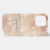 Moderne Blush Glitter Roze Goud Glans Script Naam Case-Mate iPhone Case (Achterkant (horizontaal))