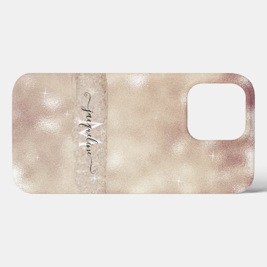 Moderne Blush Glitter Roze Goud Glans Script Naam Case-Mate iPhone Case (Achterkant (horizontaal))