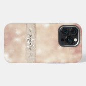 Moderne Blush Glitter Roze Goud Glans Script Naam iPhone Hoesje (Achterkant horizontaal)