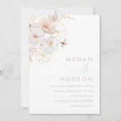 Moderne Blush & Gold Wildflower bruiloft Kaart (Voorkant)