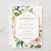 Moderne Blush Gouden Bloem Bruiloft Borrel Kaart (Voorkant)