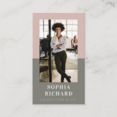 Moderne Blush & Gray Professional Foto Visitekaartje (Voorkant)