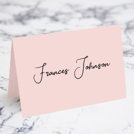 Moderne Blush Handtekening Naam Plaatskarten Kaart