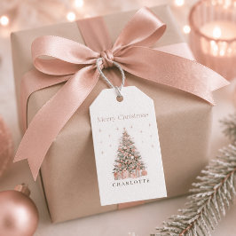 Moderne Blush Kerstboom – Persoonlijke Kerst Cadeaulabel