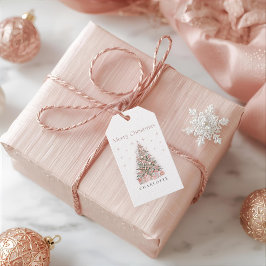 Moderne Blush Kerstboom – Persoonlijke Kerst Cadeaulabel