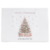 Moderne Blush Kerstboom Persoonlijke Kerst Groot Cadeauzakje (Voorkant)
