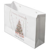 Moderne Blush Kerstboom Persoonlijke Kerst Groot Cadeauzakje (Voorkant Gekanteld)