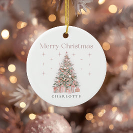 Moderne Blush Kerstboom – Persoonlijke Kerst Keramisch Ornament