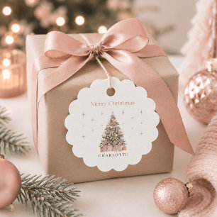 Moderne Blush Kerstboom – Persoonlijke Kerstversie Bedankjes Labels