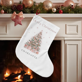 Moderne Blush Kerstboom Persoonlijke Sock Grote Kerstsok
