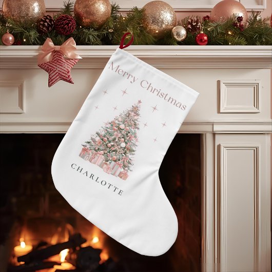 Moderne Blush Kerstboom Persoonlijke Sock Grote Kerstsok