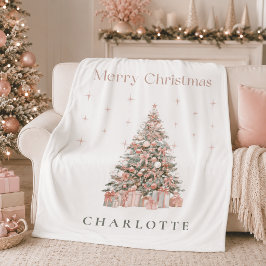 Moderne Blush Kerstboom Persoonlijke Vakantie Fleece Deken