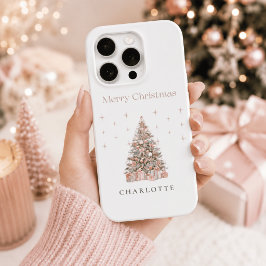 Moderne Blush Kerstboom Persoonlijke Vakantie iPhone 15 Pro Case
