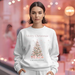 Moderne Blush Kerstboom – Persoonlijke Vakantie Trui