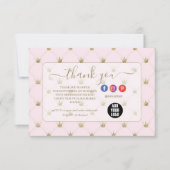 Moderne Blush Kroon Ontwerp Bedankkaart (Voorkant)