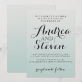 Moderne Blush Light Aqua bruiloft uitnodigingen (Voorkant / Achterkant)