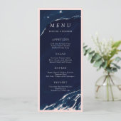 Moderne blush marine marmer nautische bruiloft men menu (Staand voorkant)