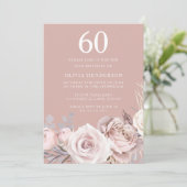 Moderne Blush & Mauve Bloemen 60ste Verjaardagsfee Kaart (Staand voorkant)