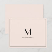 Moderne Blush Minimalistische monogram platte Bedankkaart (Voorkant / Achterkant)