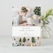 Moderne Blush Multi Foto Kerstkaart (Staand voorkant)