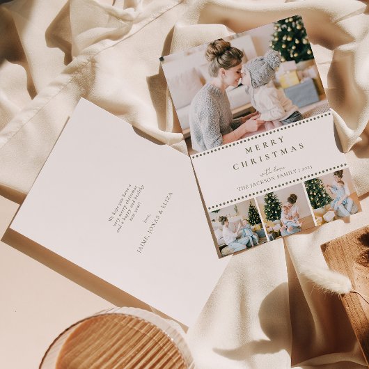 Moderne Blush Multi Foto Kerstkaart