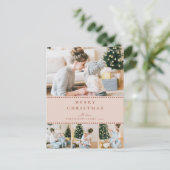 Moderne Blush Multi Foto Kerstkaart Feestdagenkaart (Staand voorkant)