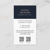 Moderne Blush & Navy Professional Business Foto QR Visitekaartje (Achterkant)