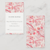Moderne Blush Paisley Luier Raffle Baby Shower Informatiekaartje (Voorkant / Achterkant)
