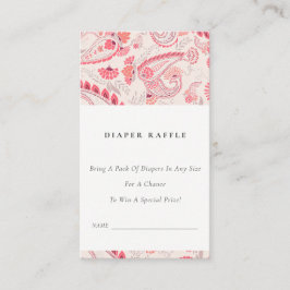Moderne Blush Paisley Luier Raffle Baby Shower Informatiekaartje